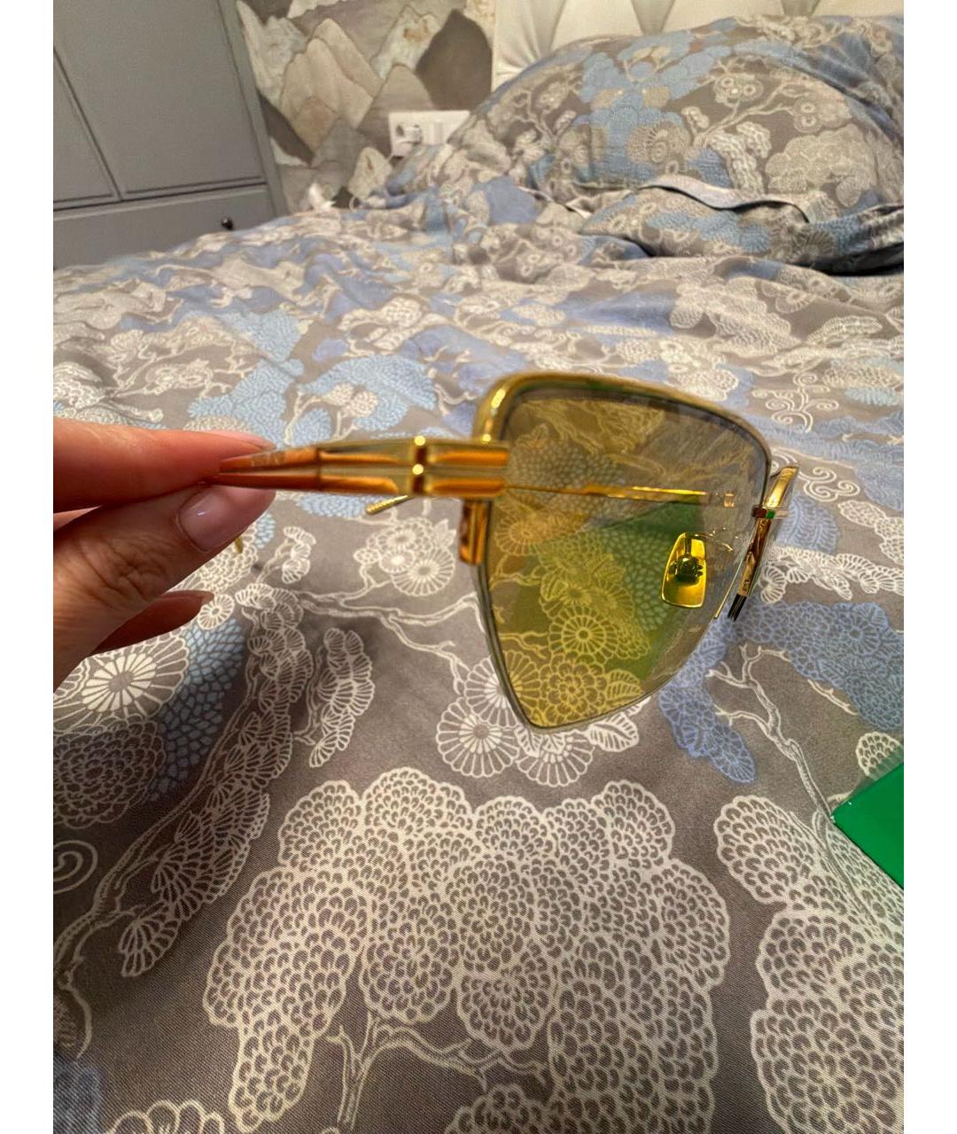 BOTTEGA VENETA Коричневые металлические солнцезащитные очки, фото 3