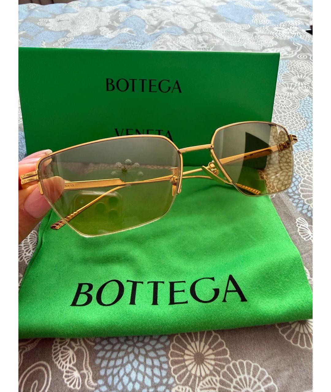 BOTTEGA VENETA Коричневые металлические солнцезащитные очки, фото 2