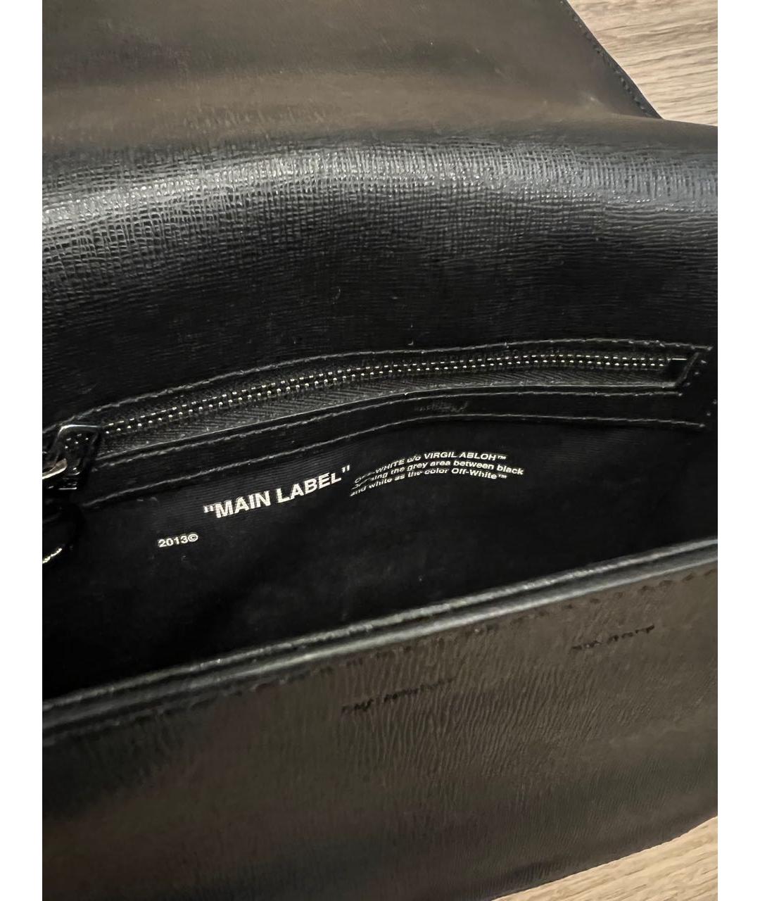 OFF-WHITE Черная кожаная сумка с короткими ручками, фото 4
