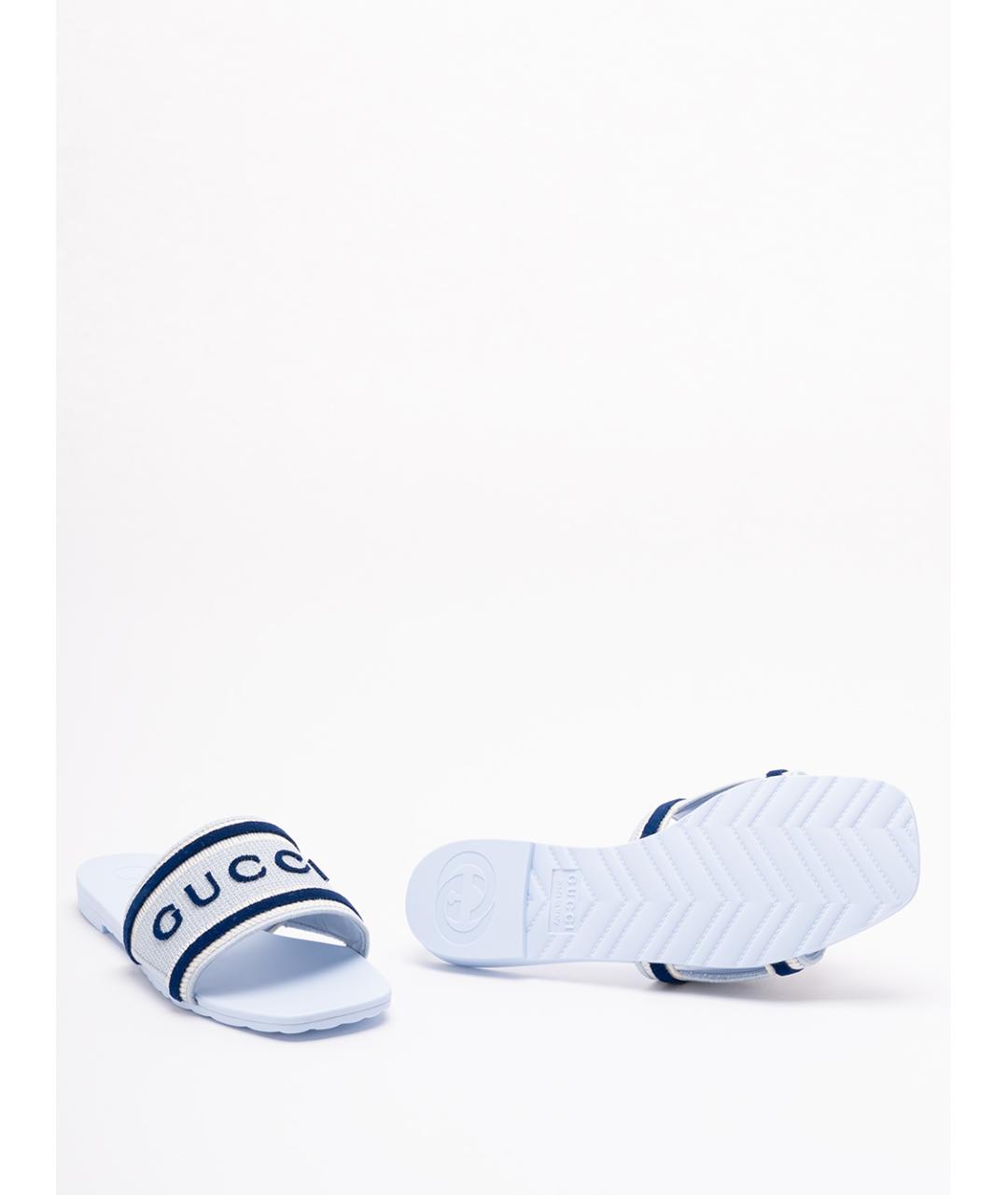 GUCCI Белые текстильные шлепанцы, фото 4