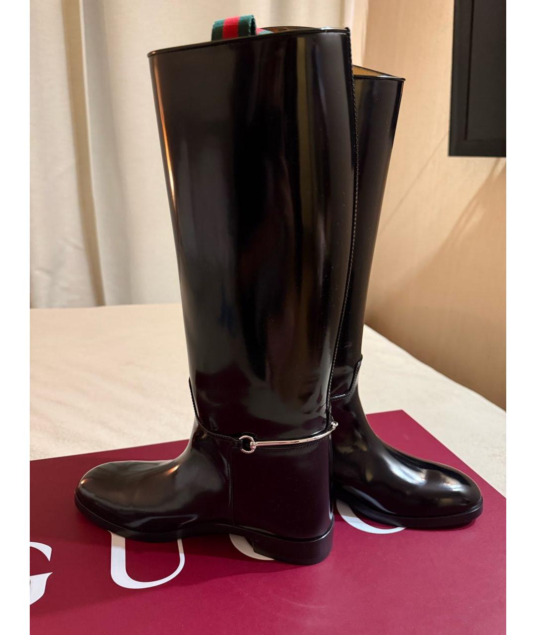 GUCCI Черные кожаные сапоги, фото 4