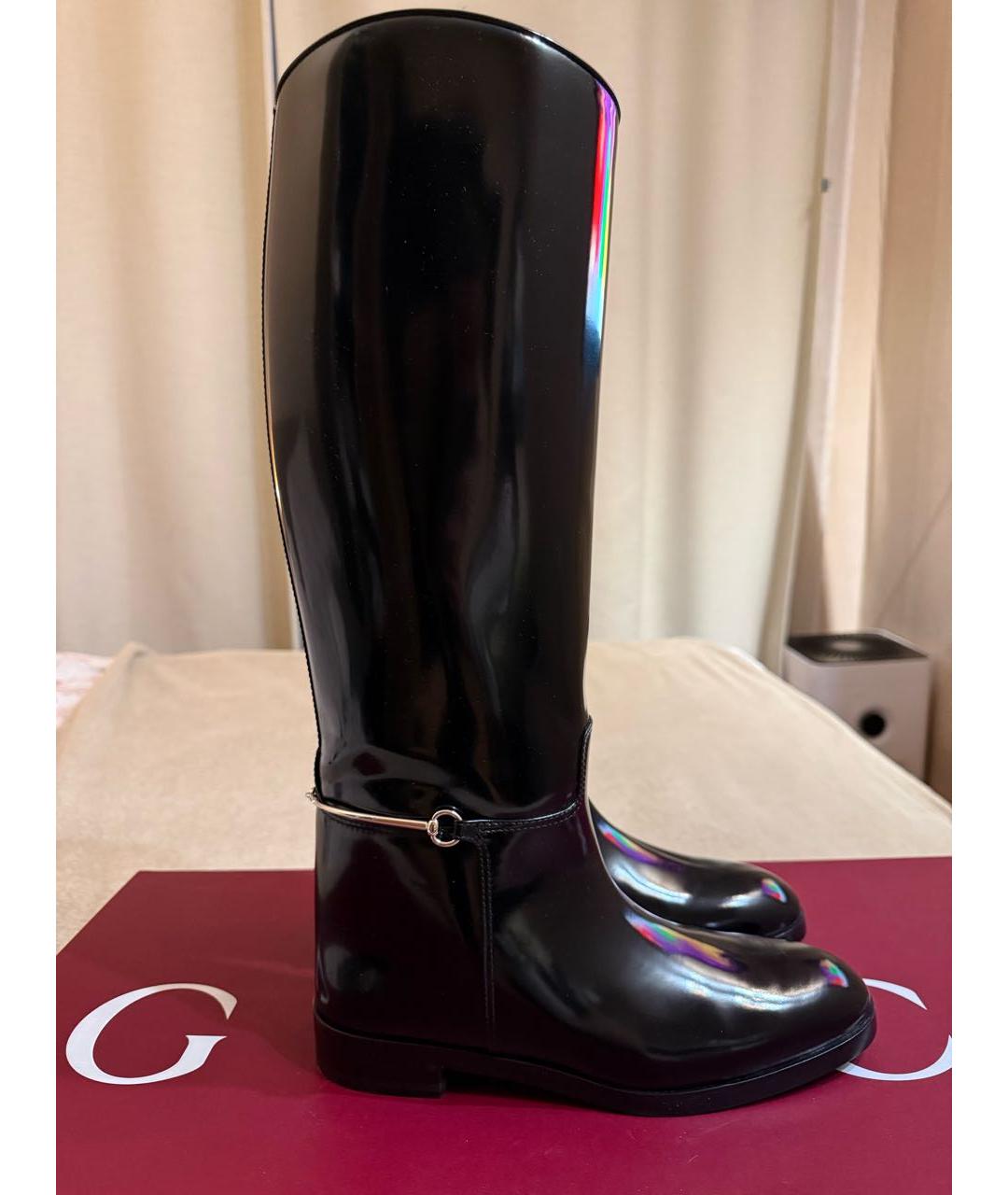 GUCCI Черные кожаные сапоги, фото 5