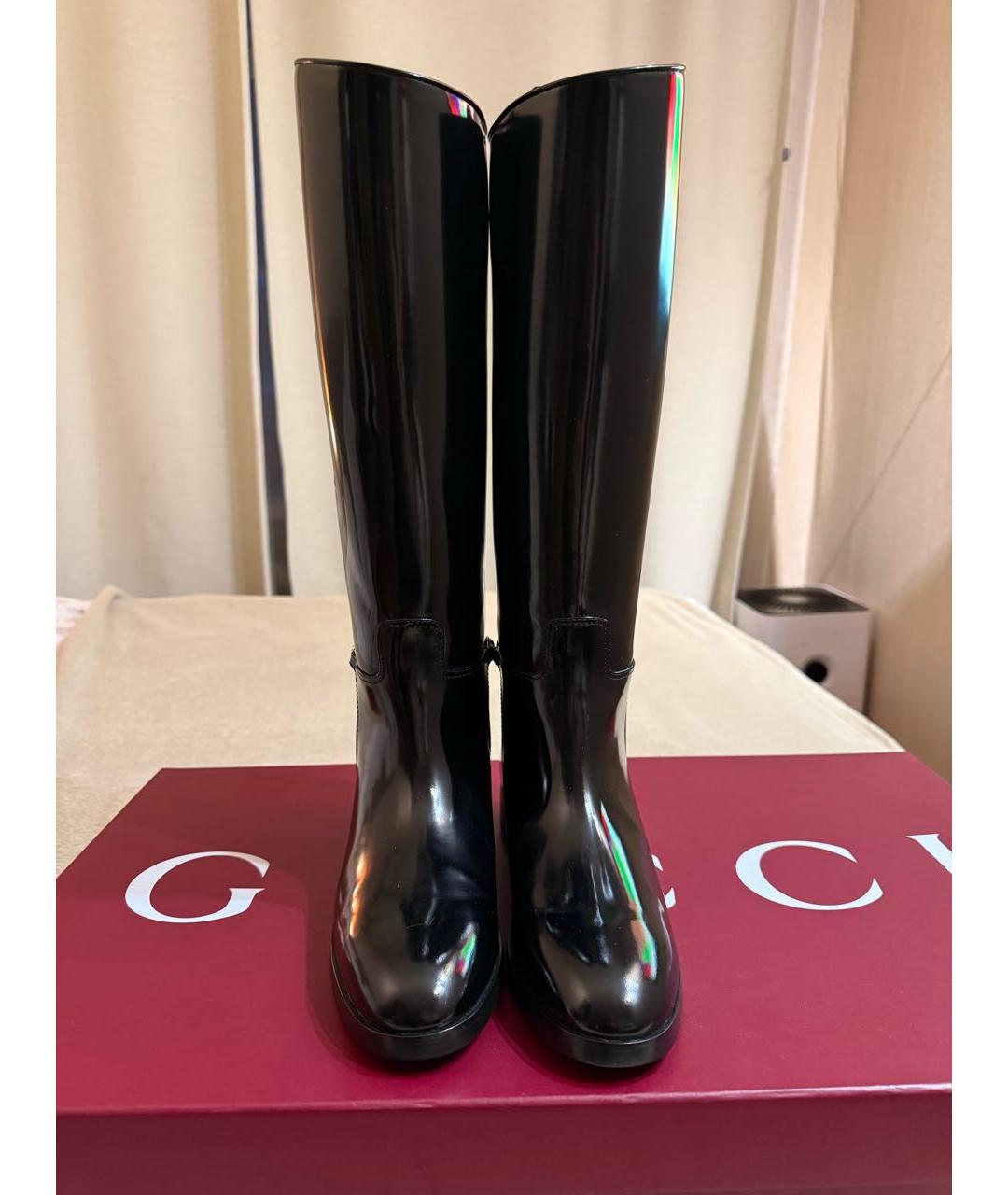 GUCCI Черные кожаные сапоги, фото 2