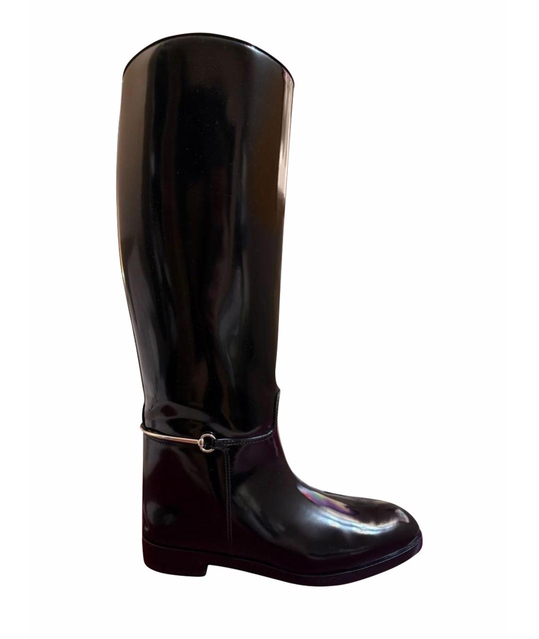 GUCCI Черные кожаные сапоги, фото 1