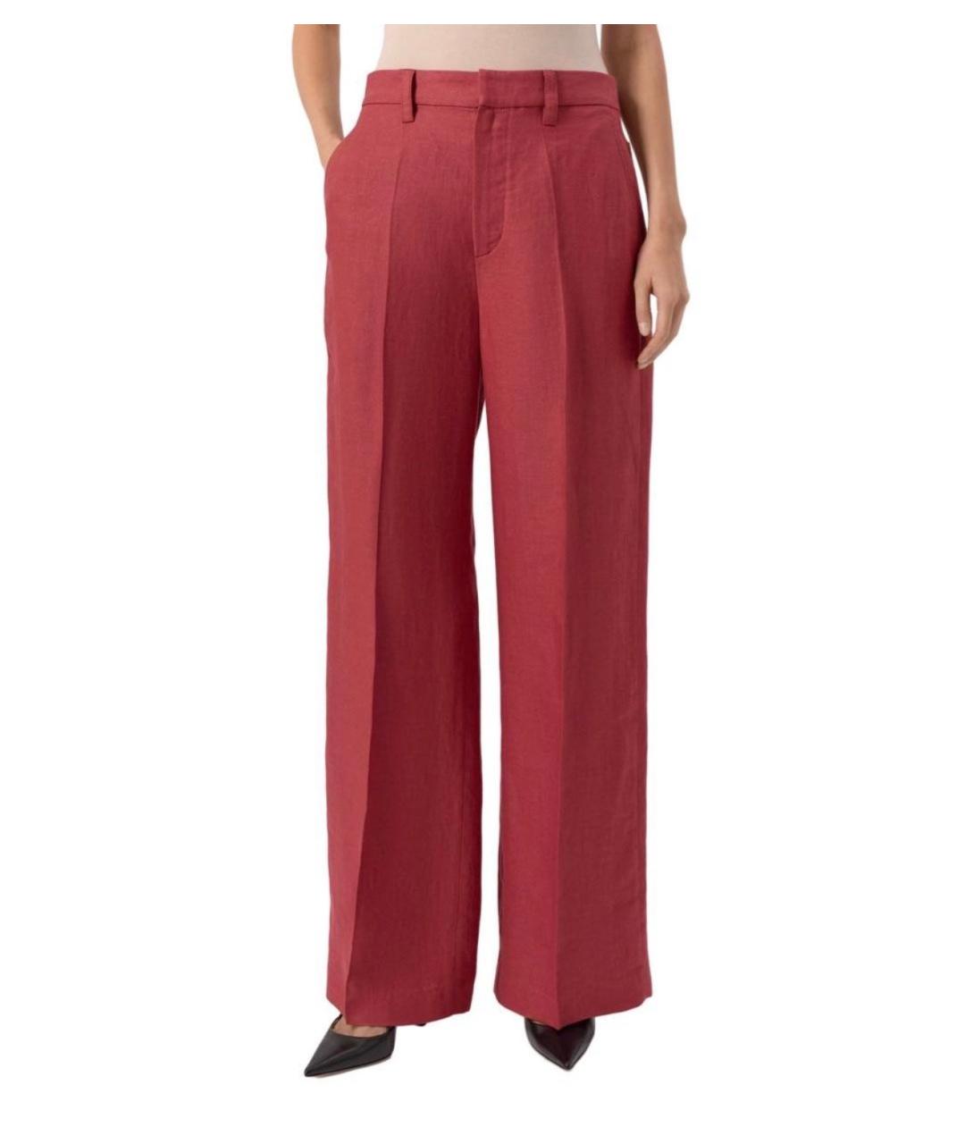 BRUNELLO CUCINELLI Красные льняные брюки широкие, фото 6