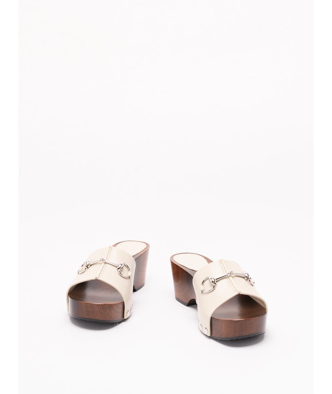 GUCCI Белые кожаные сандалии, фото 2