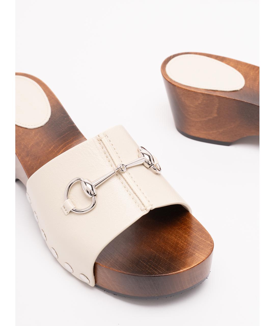 GUCCI Белые кожаные сандалии, фото 5