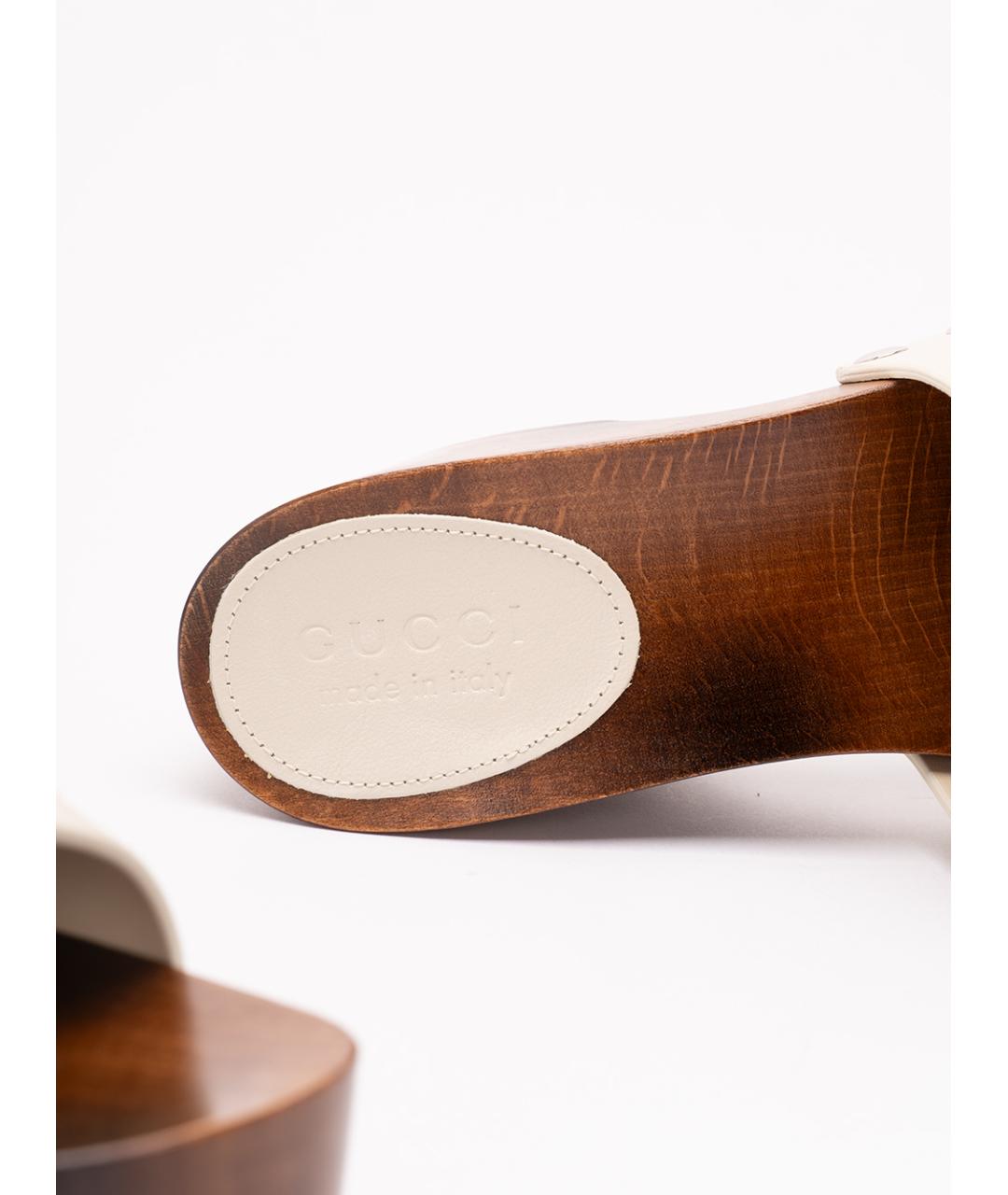 GUCCI Белые кожаные сандалии, фото 6