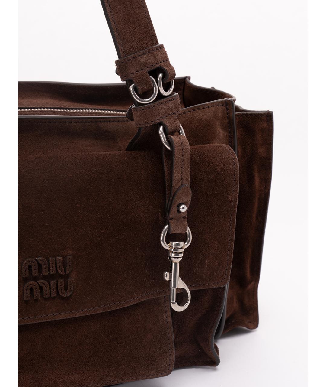 MIU MIU Коричневая замшевая сумка тоут, фото 5