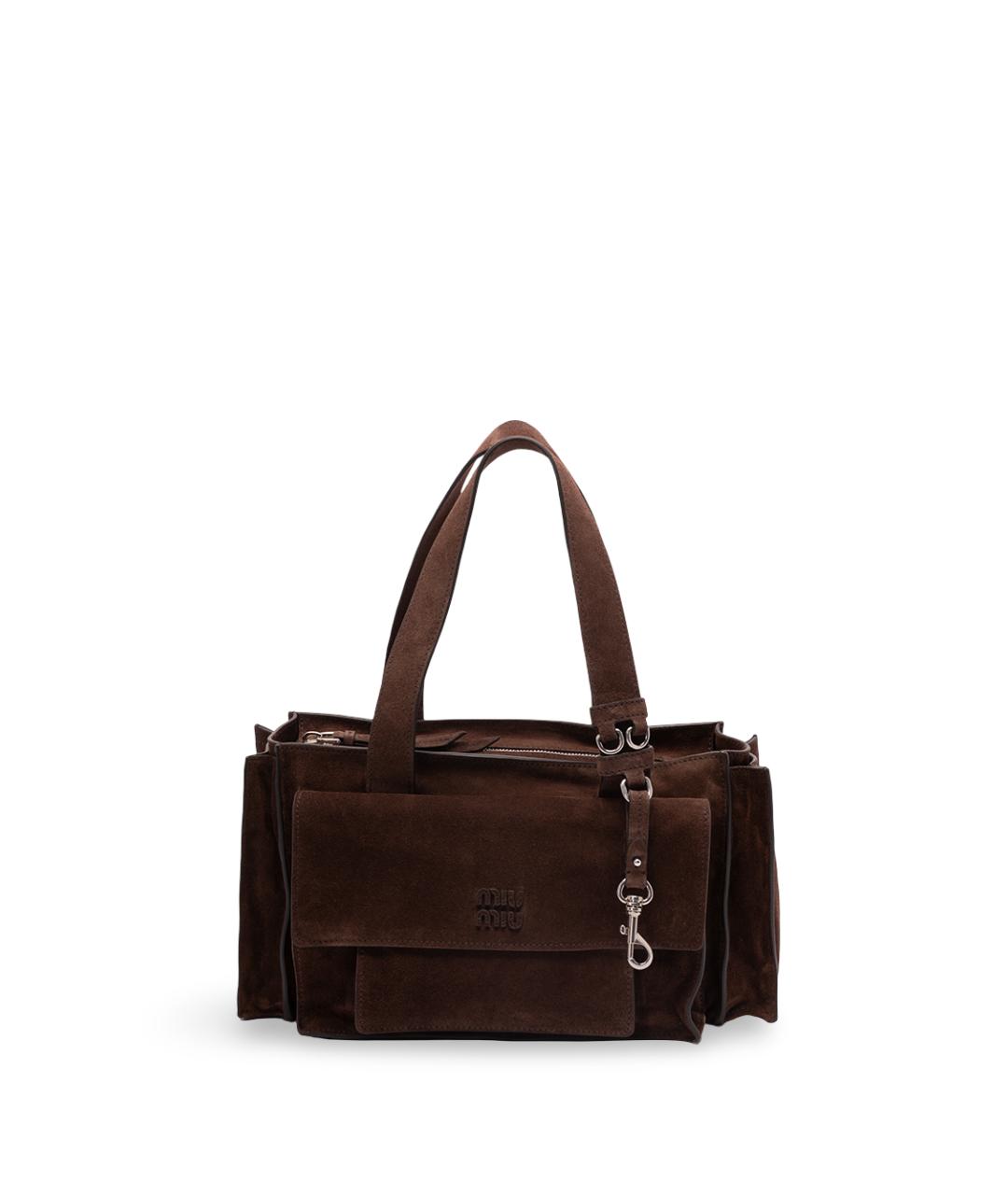 MIU MIU Коричневая замшевая сумка тоут, фото 1