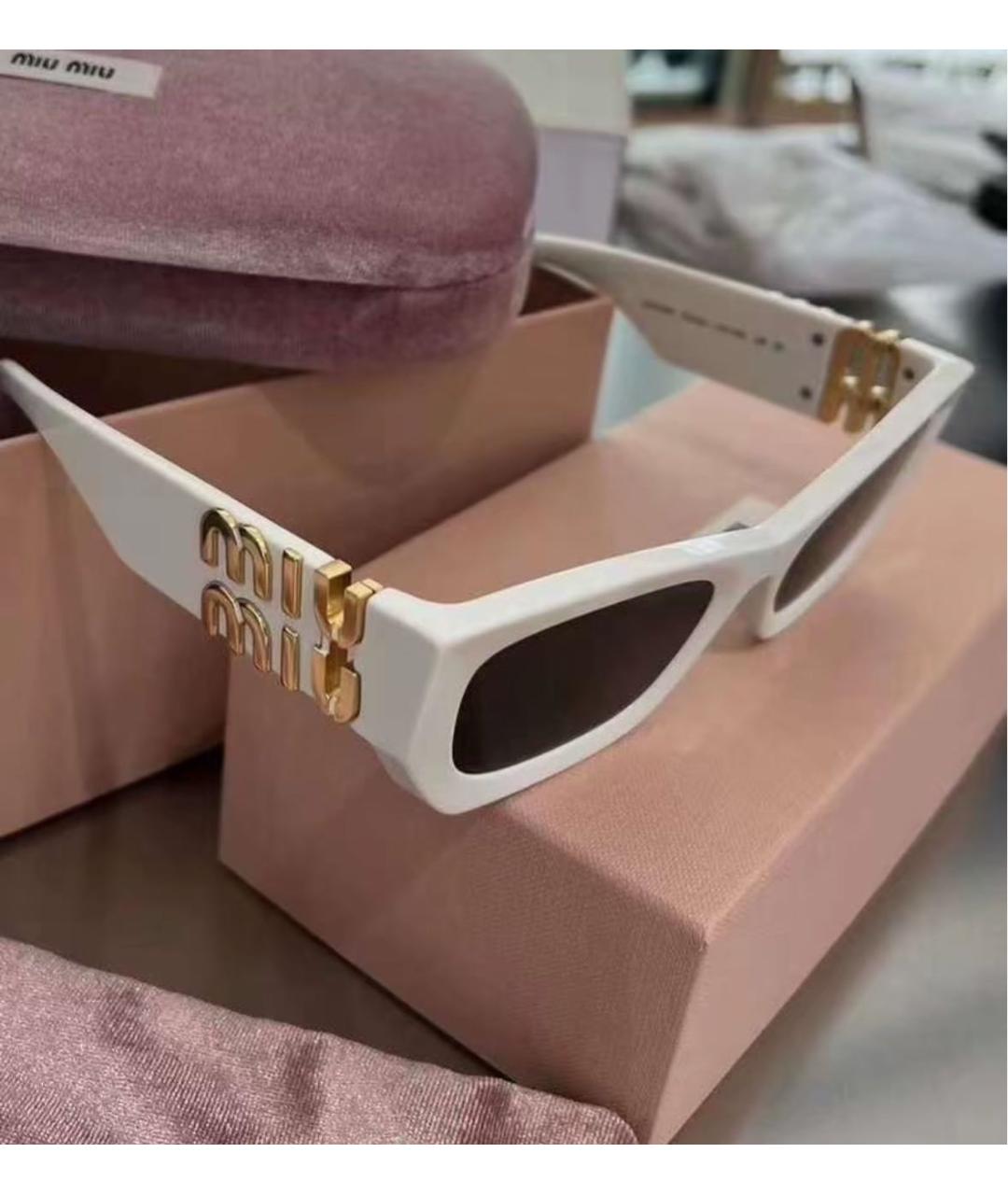 MIU MIU Белые пластиковые солнцезащитные очки, фото 2