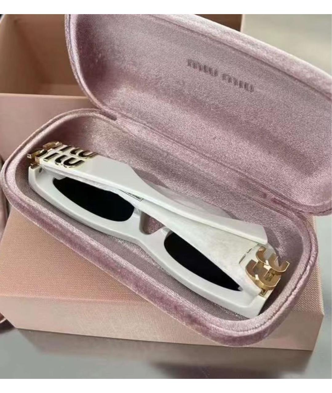 MIU MIU Белые пластиковые солнцезащитные очки, фото 4