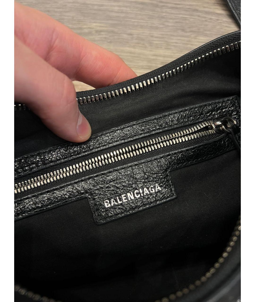 BALENCIAGA Черная кожаная сумка через плечо, фото 4