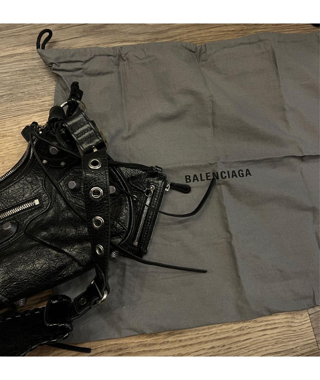 BALENCIAGA Черная кожаная сумка через плечо, фото 2