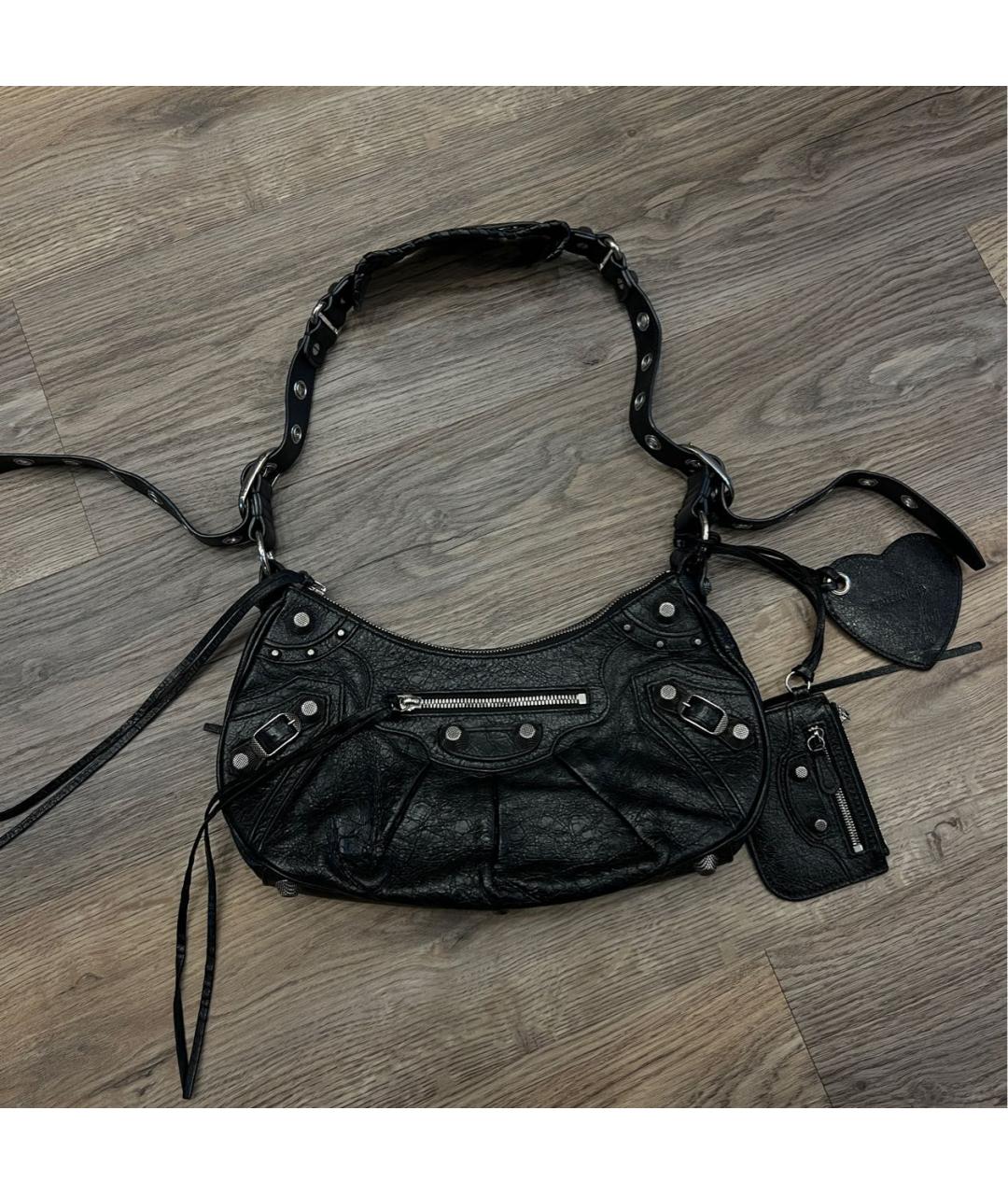 BALENCIAGA Черная кожаная сумка через плечо, фото 6