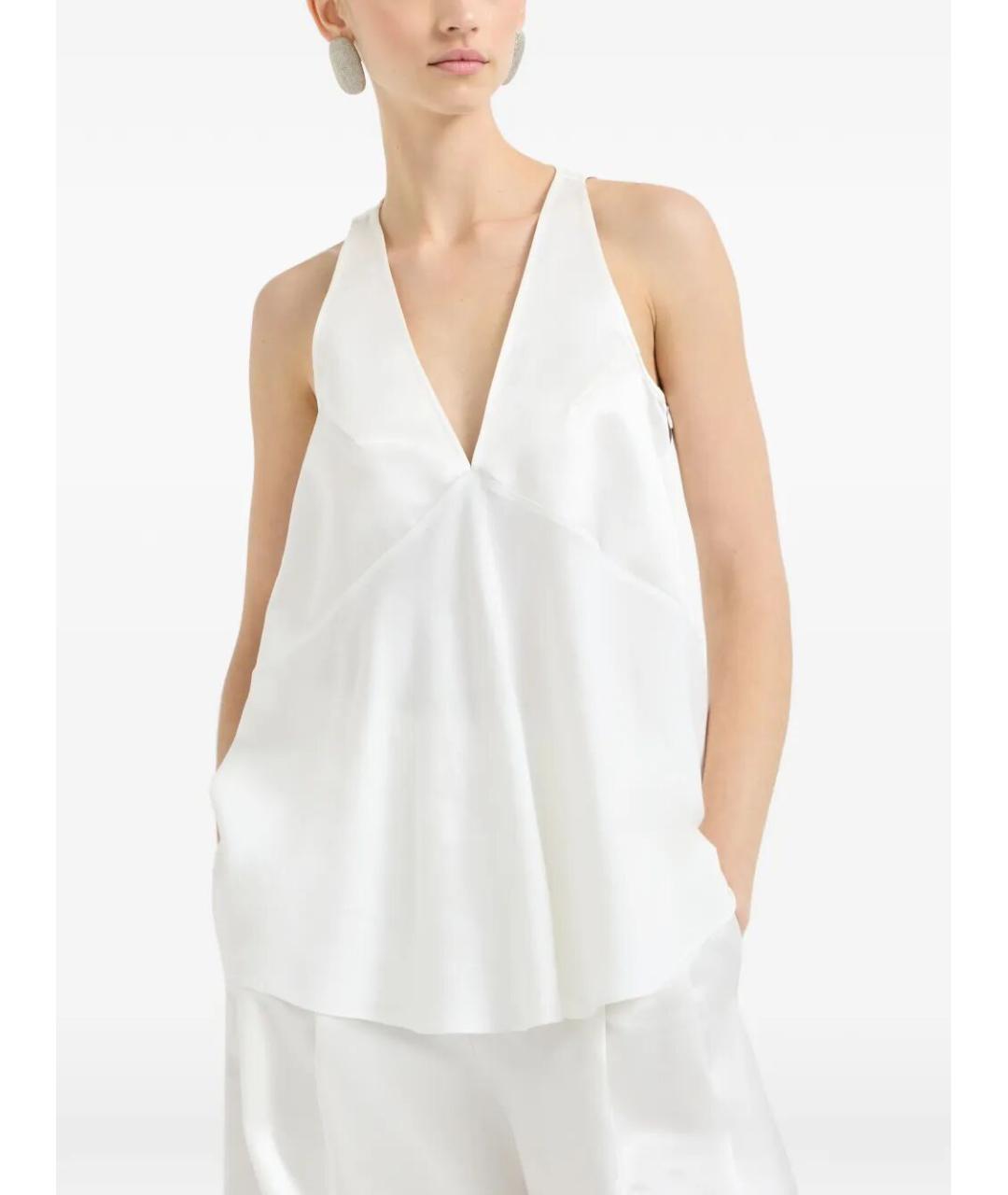 BRUNELLO CUCINELLI Белая хлопковая блузы, фото 3