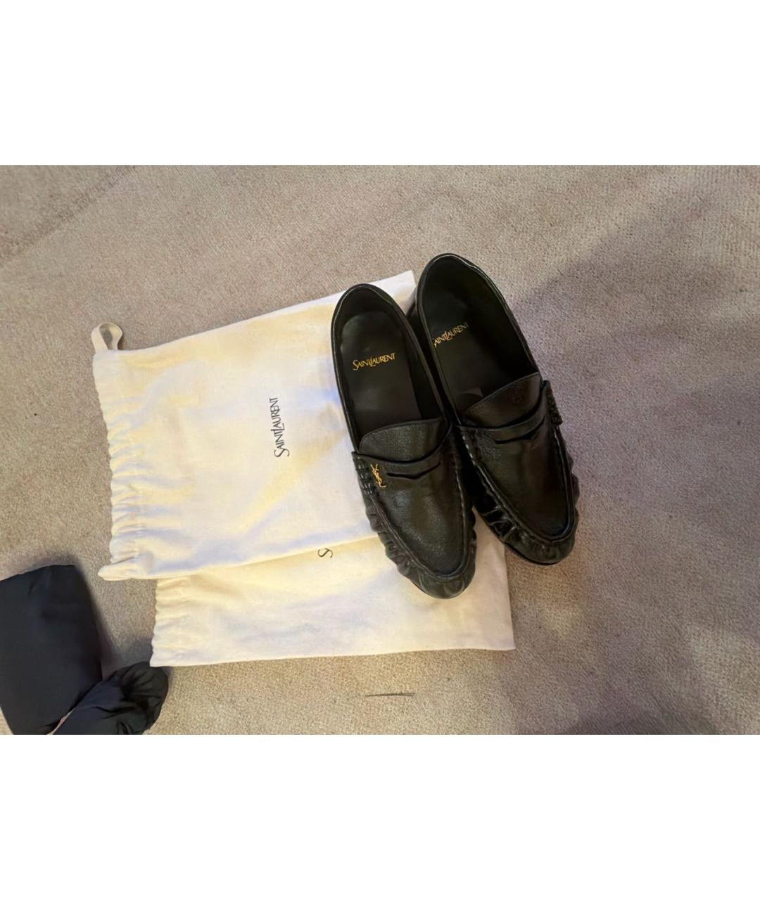 SAINT LAURENT Черные кожаные лоферы, фото 5