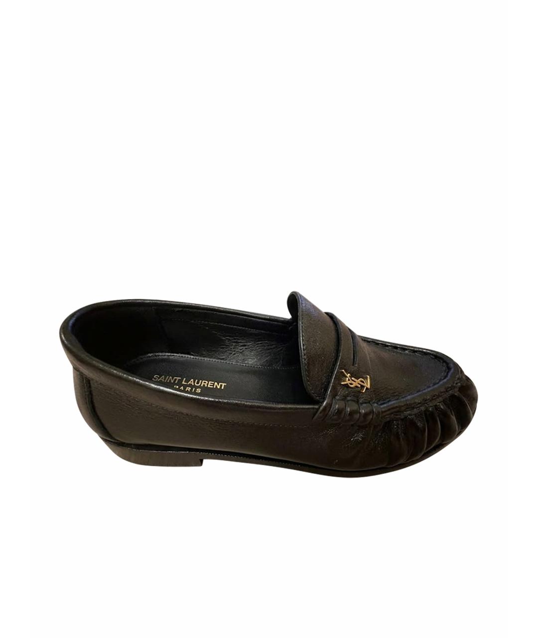 SAINT LAURENT Черные кожаные лоферы, фото 8