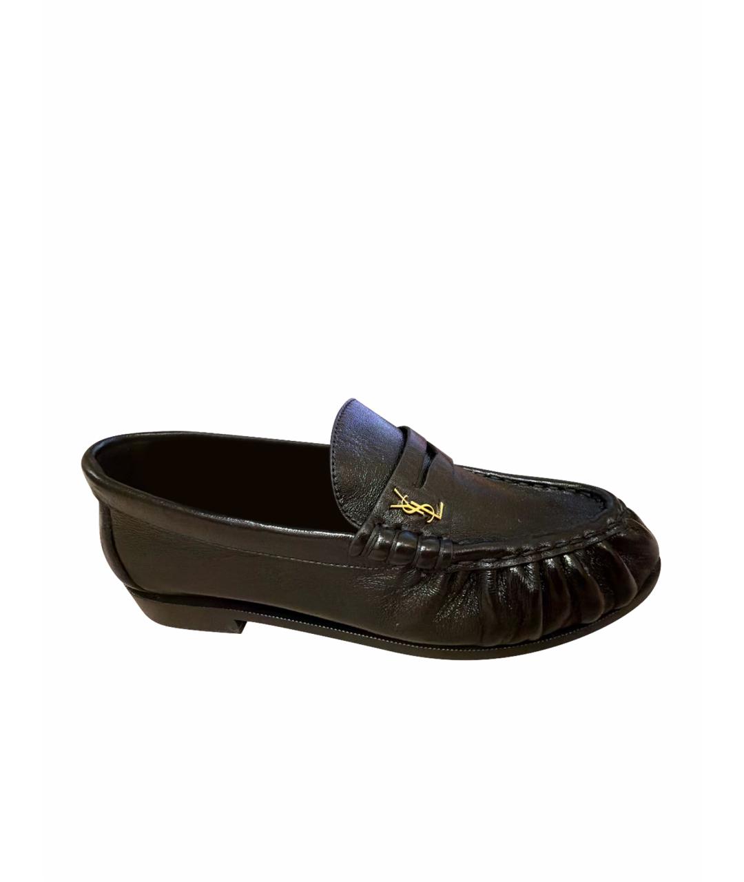 SAINT LAURENT Черные кожаные лоферы, фото 1