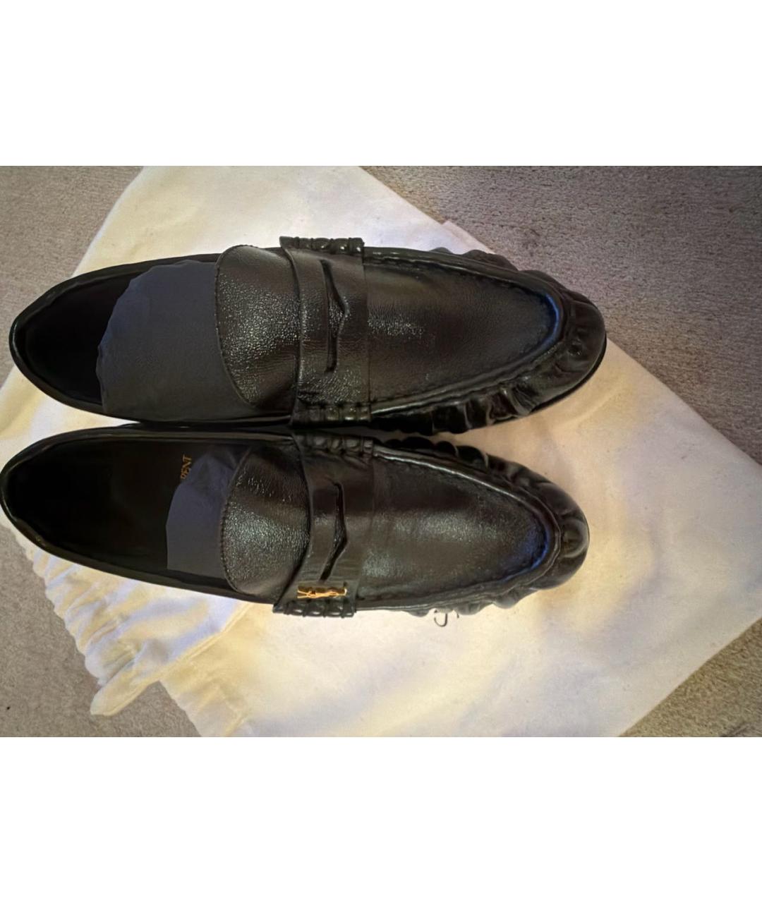 SAINT LAURENT Черные кожаные лоферы, фото 7