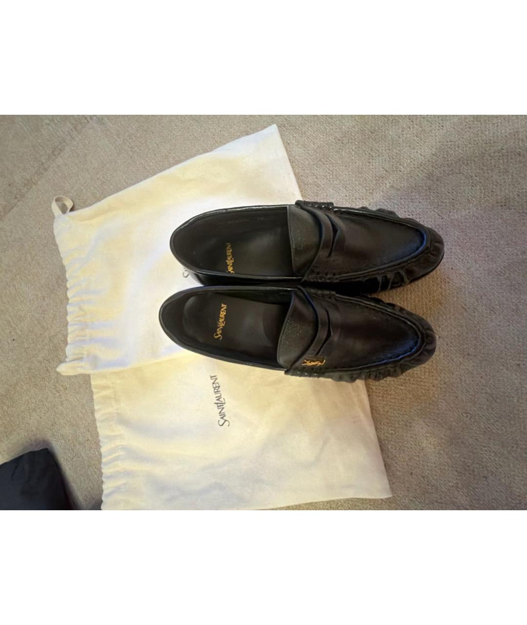 SAINT LAURENT Черные кожаные лоферы, фото 6