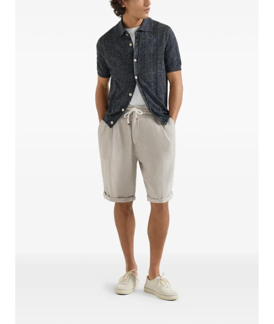 BRUNELLO CUCINELLI Бежевые льняные шорты, фото 2