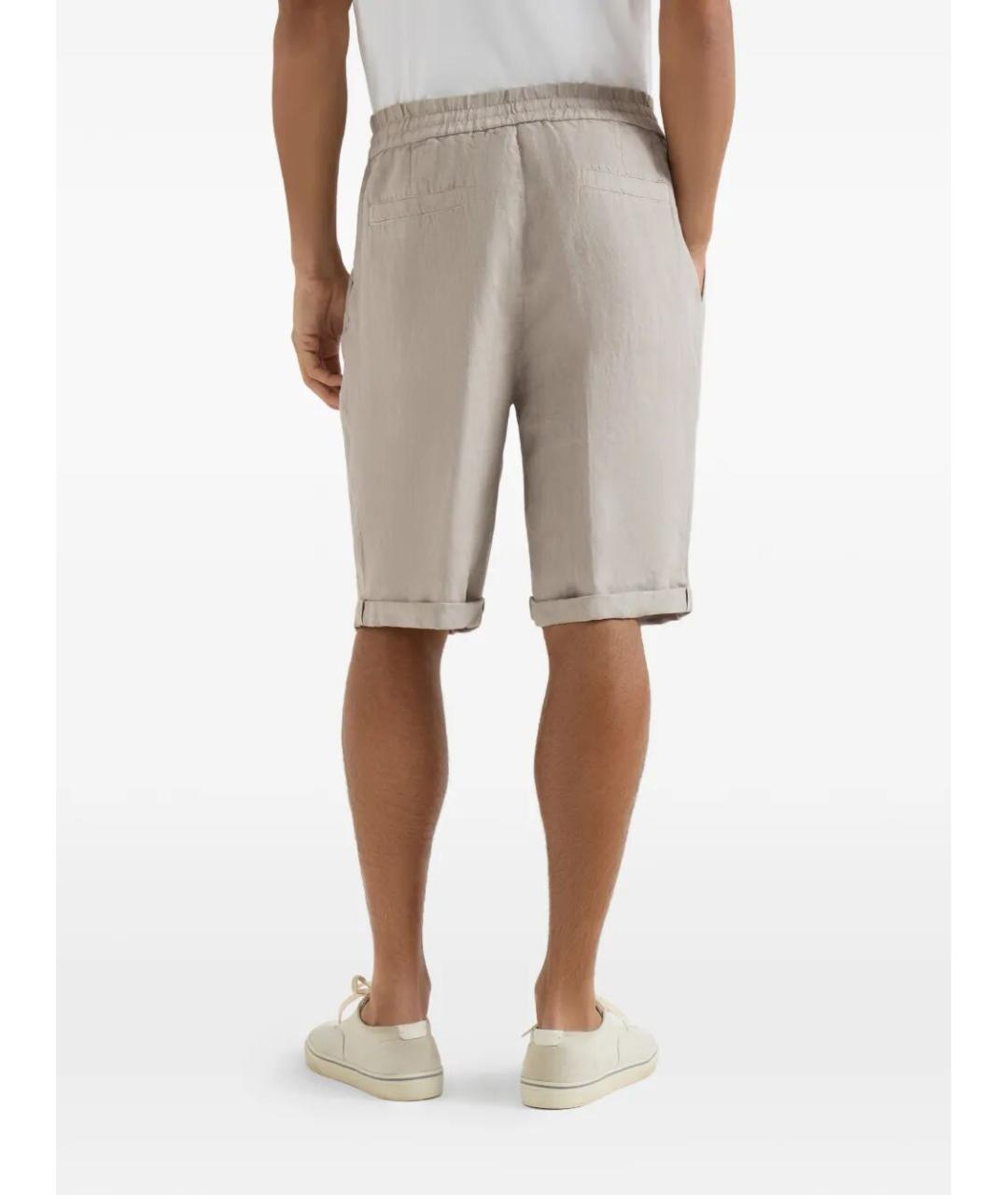 BRUNELLO CUCINELLI Бежевые льняные шорты, фото 6