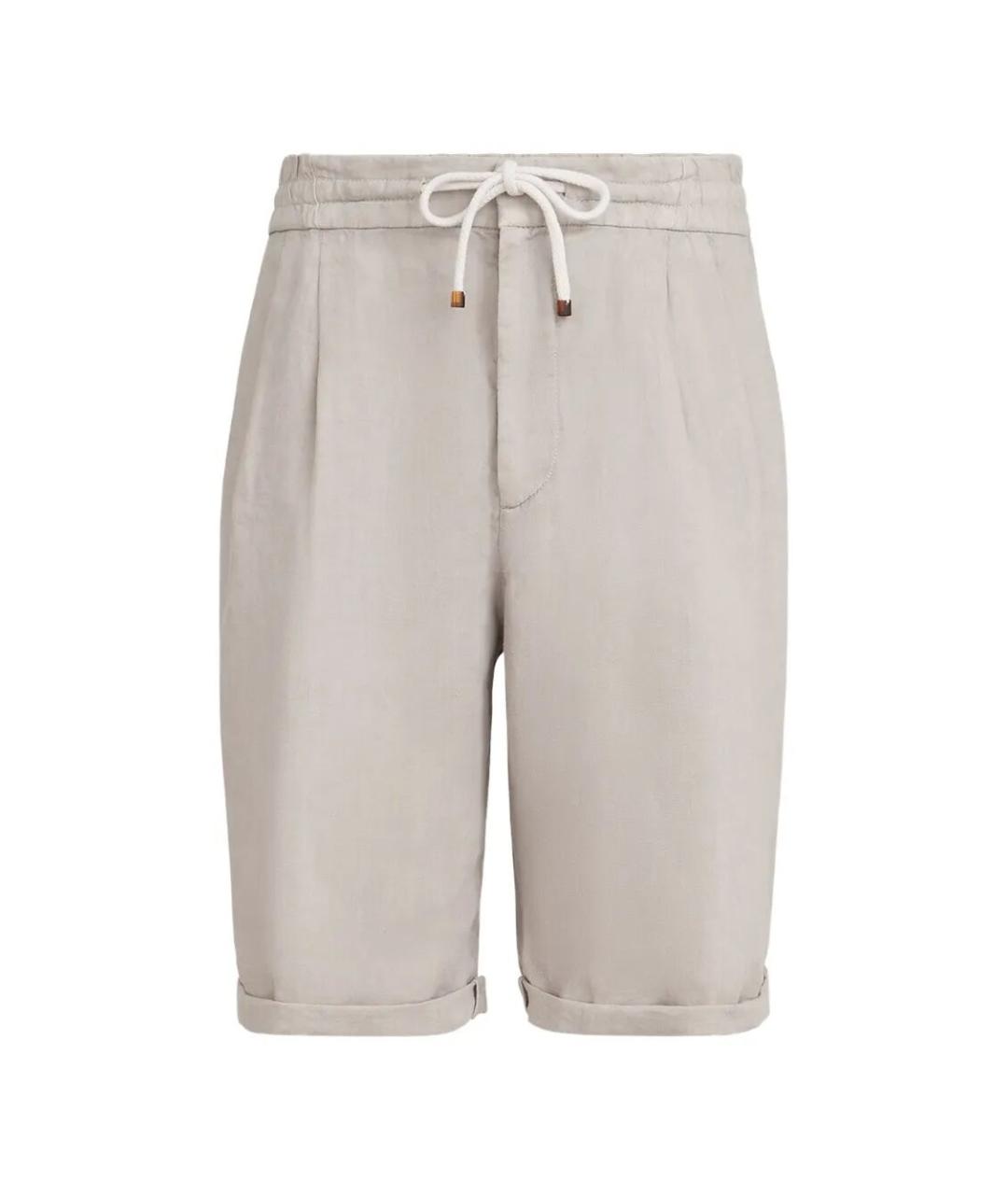 BRUNELLO CUCINELLI Бежевые льняные шорты, фото 1