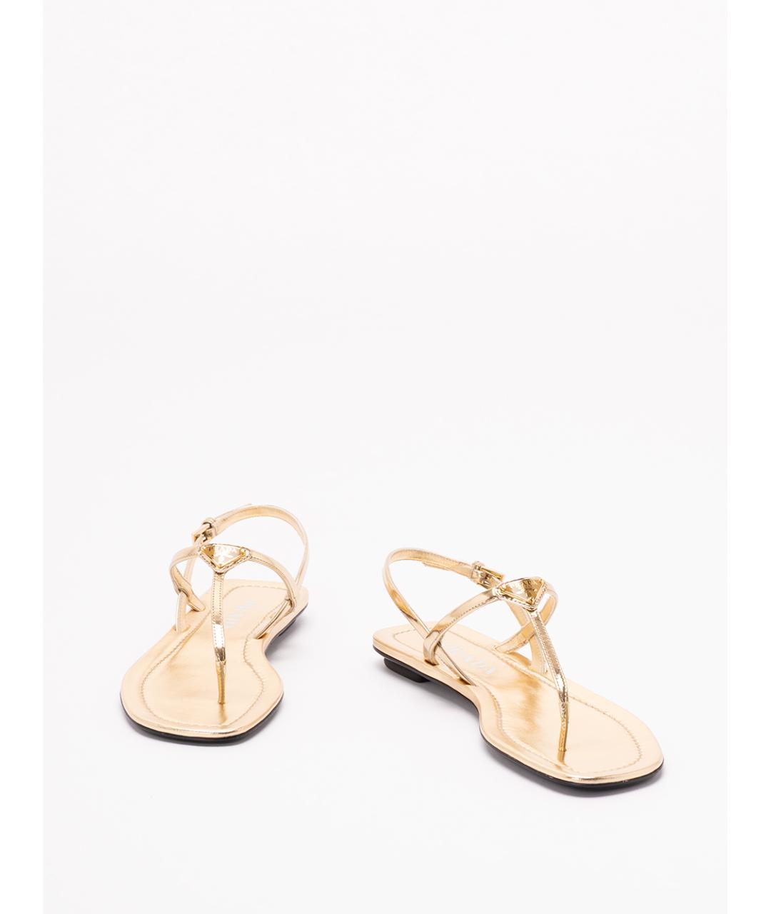 PRADA Золотые кожаные сандалии, фото 2