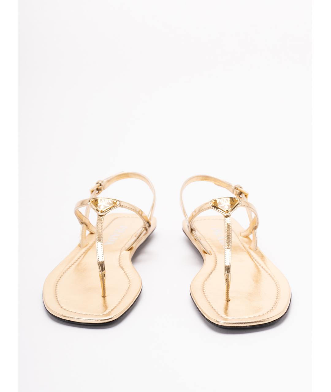 PRADA Золотые кожаные сандалии, фото 5