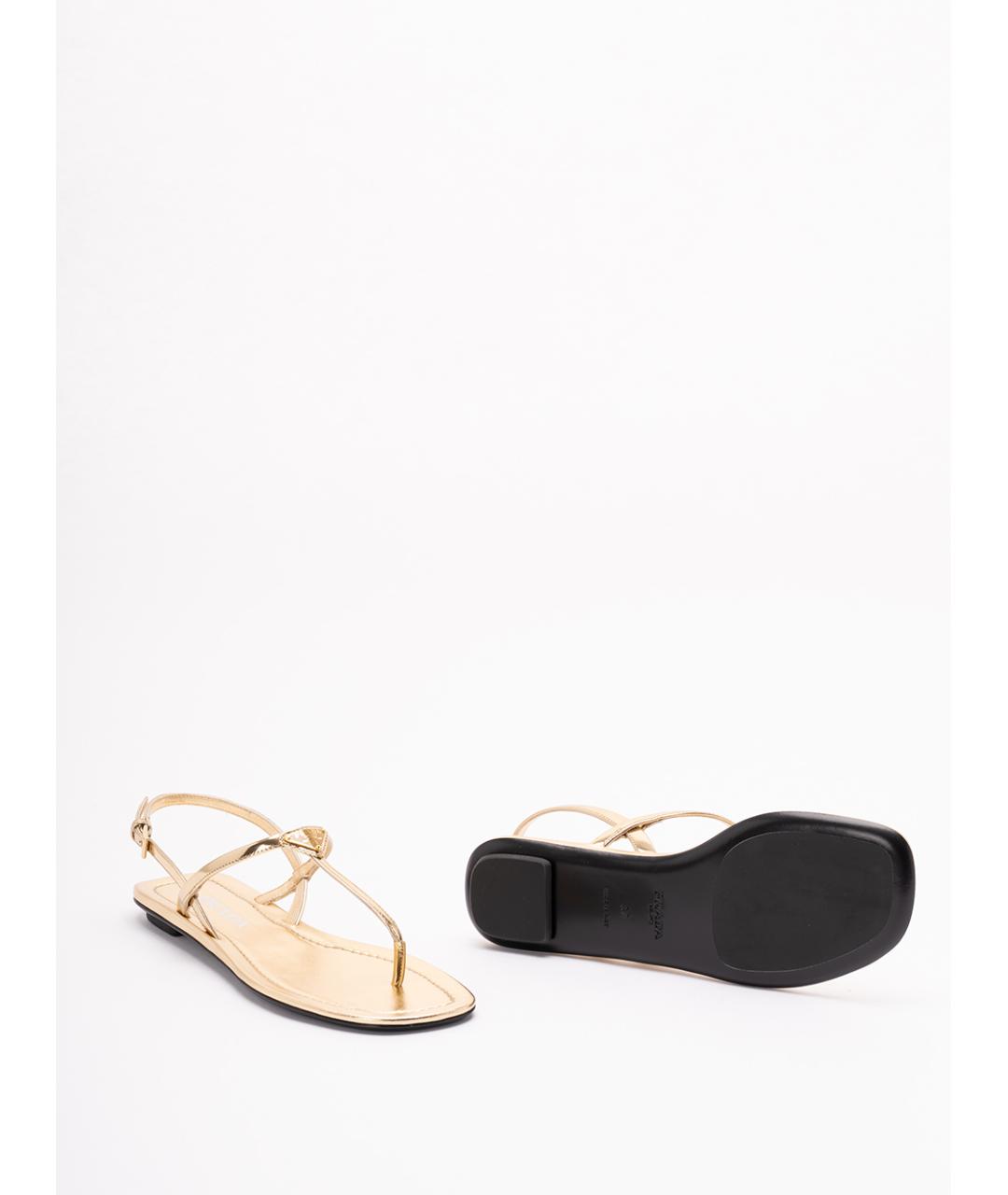 PRADA Золотые кожаные сандалии, фото 4