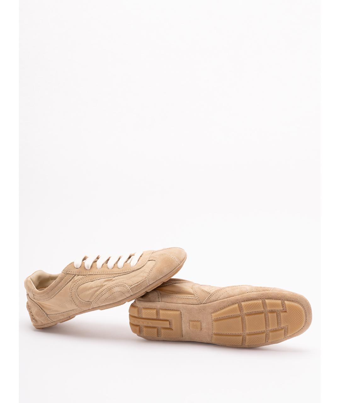 PRADA Бежевые замшевые кроссовки, фото 4