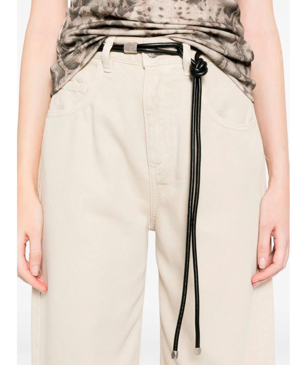 ICON DENIM Бежевые хлопко-лиоцелловые прямые джинсы, фото 4