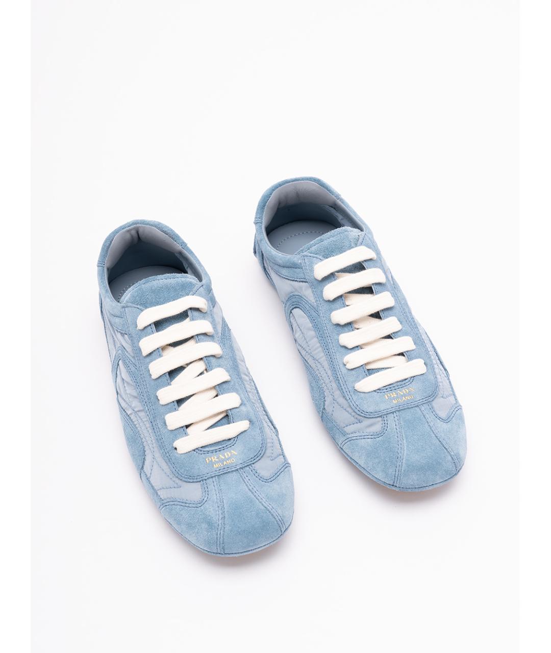 PRADA Голубые замшевые кроссовки, фото 5