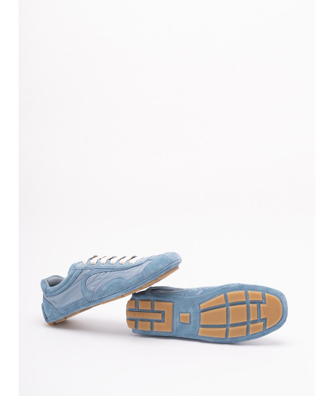 PRADA Голубые замшевые кроссовки, фото 4