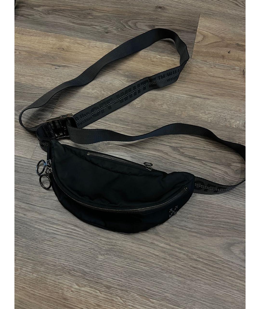 OFF-WHITE Черная тканевая поясная сумка, фото 5