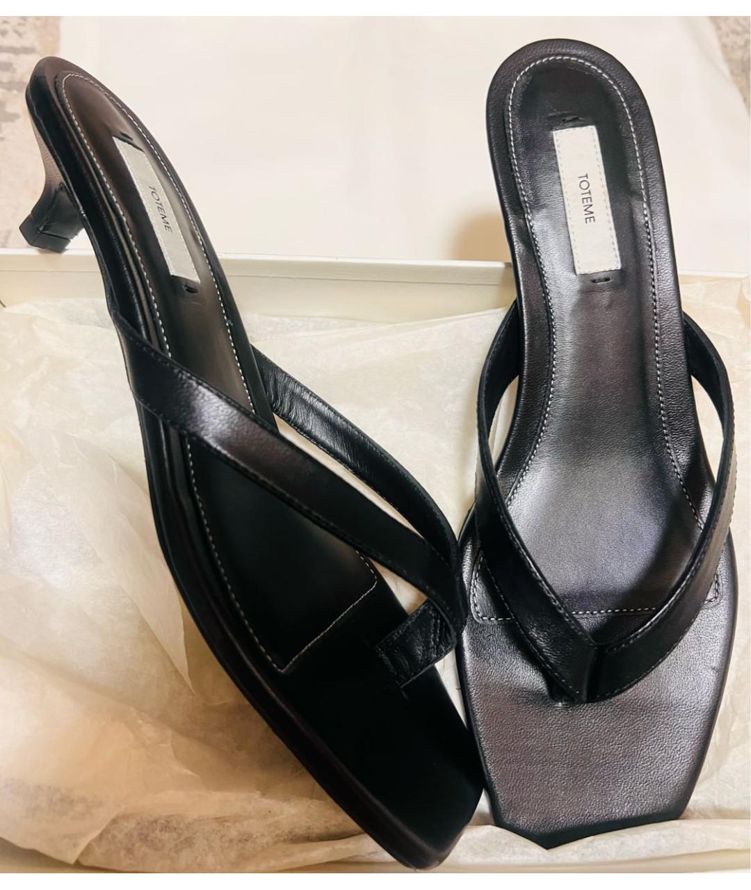TOTEME Черные кожаные сабо, фото 4
