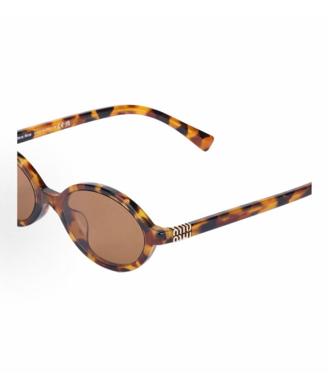 MIU MIU Коричневые пластиковые солнцезащитные очки, фото 3