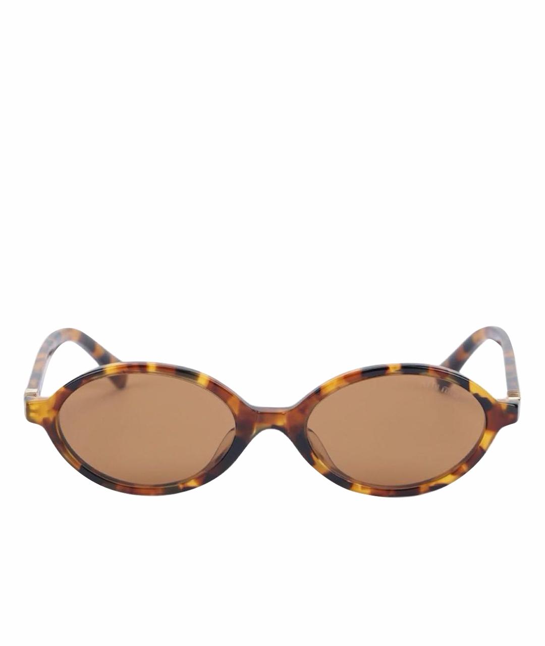 MIU MIU Коричневые пластиковые солнцезащитные очки, фото 1