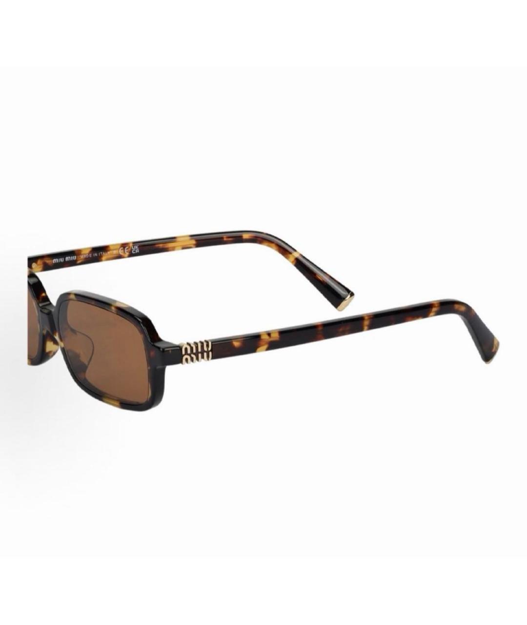 MIU MIU Коричневые пластиковые солнцезащитные очки, фото 4