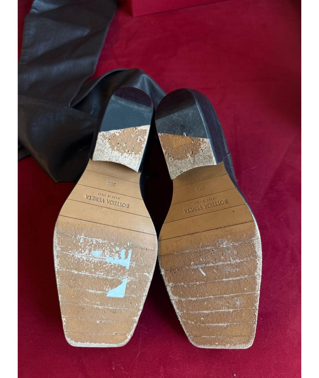 BOTTEGA VENETA Коричневые кожаные ботфорты, фото 2