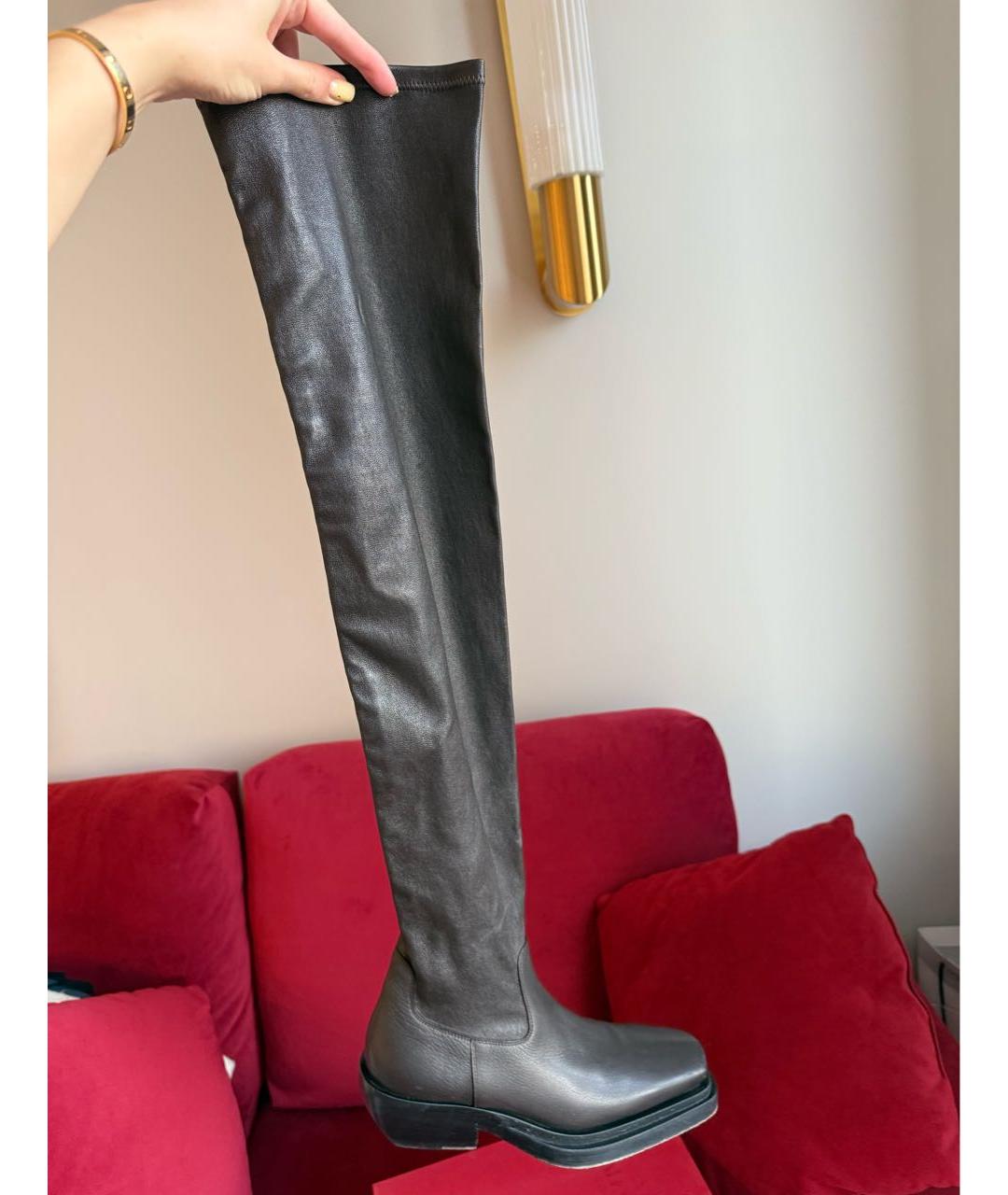 BOTTEGA VENETA Коричневые кожаные ботфорты, фото 4