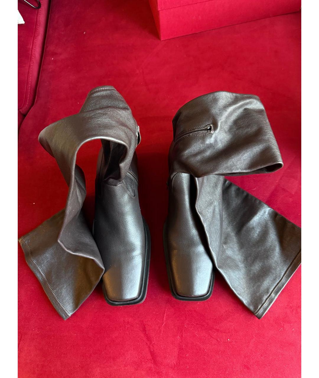 BOTTEGA VENETA Коричневые кожаные ботфорты, фото 3