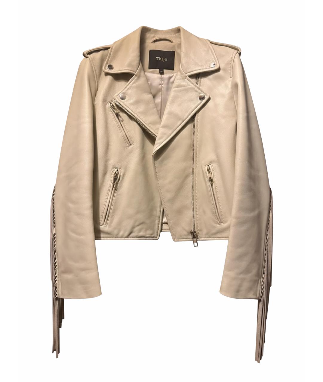 MAJE Бежевая кожаная куртка, фото 1