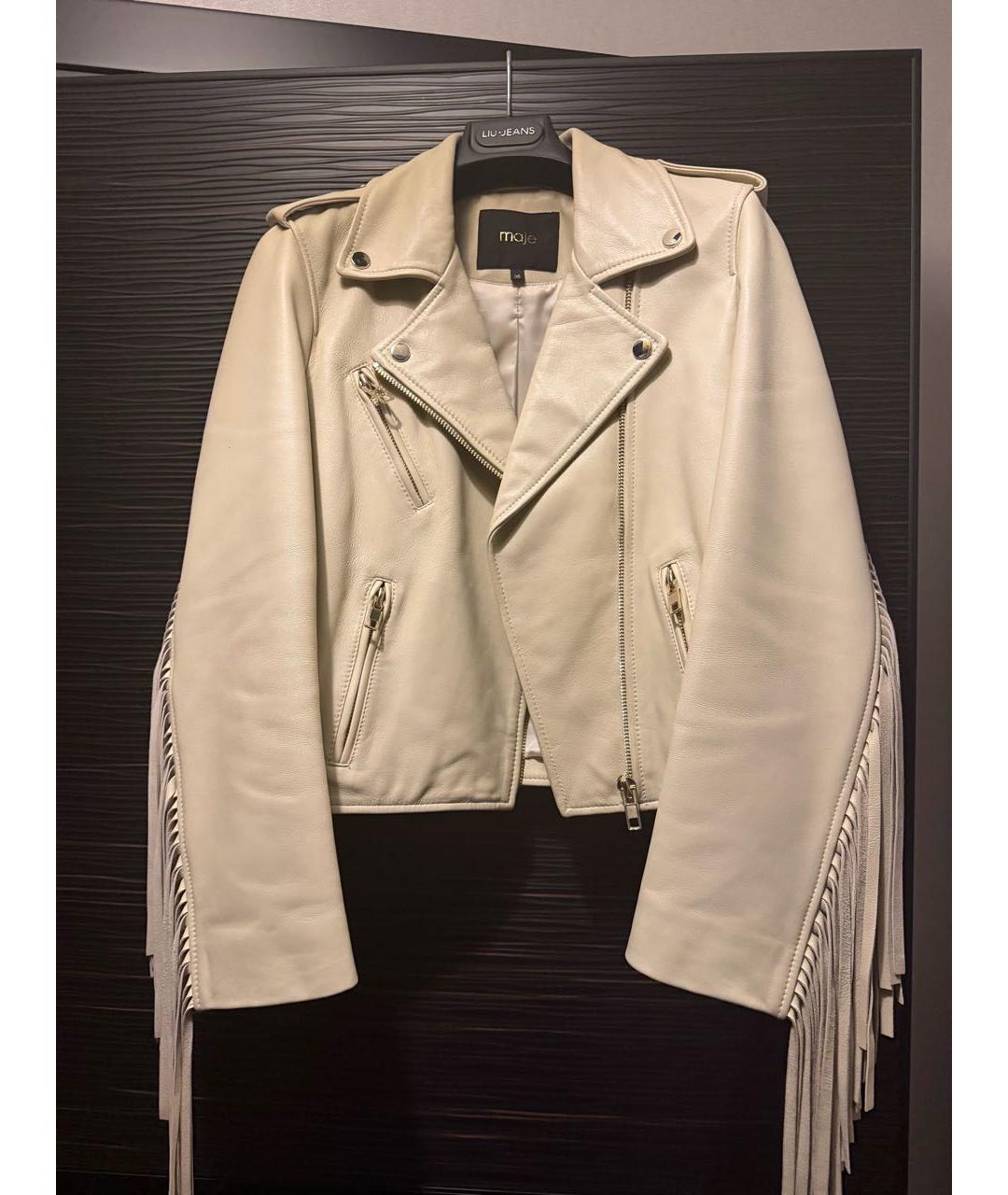 MAJE Бежевая кожаная куртка, фото 4