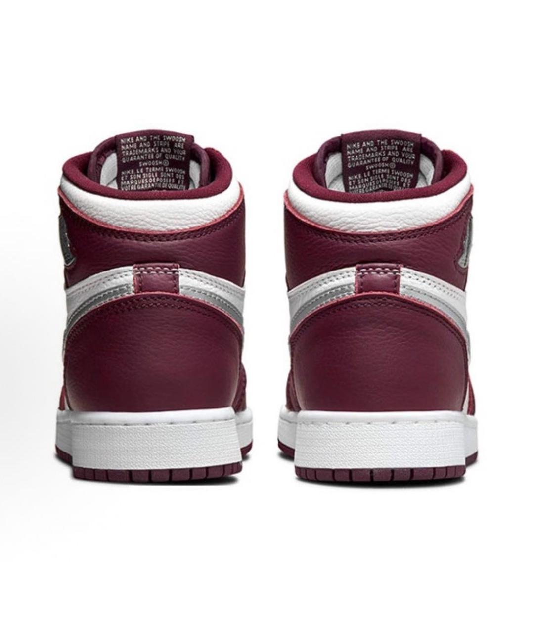 JORDAN Бордовые кожаные высокие кроссовки / кеды, фото 4