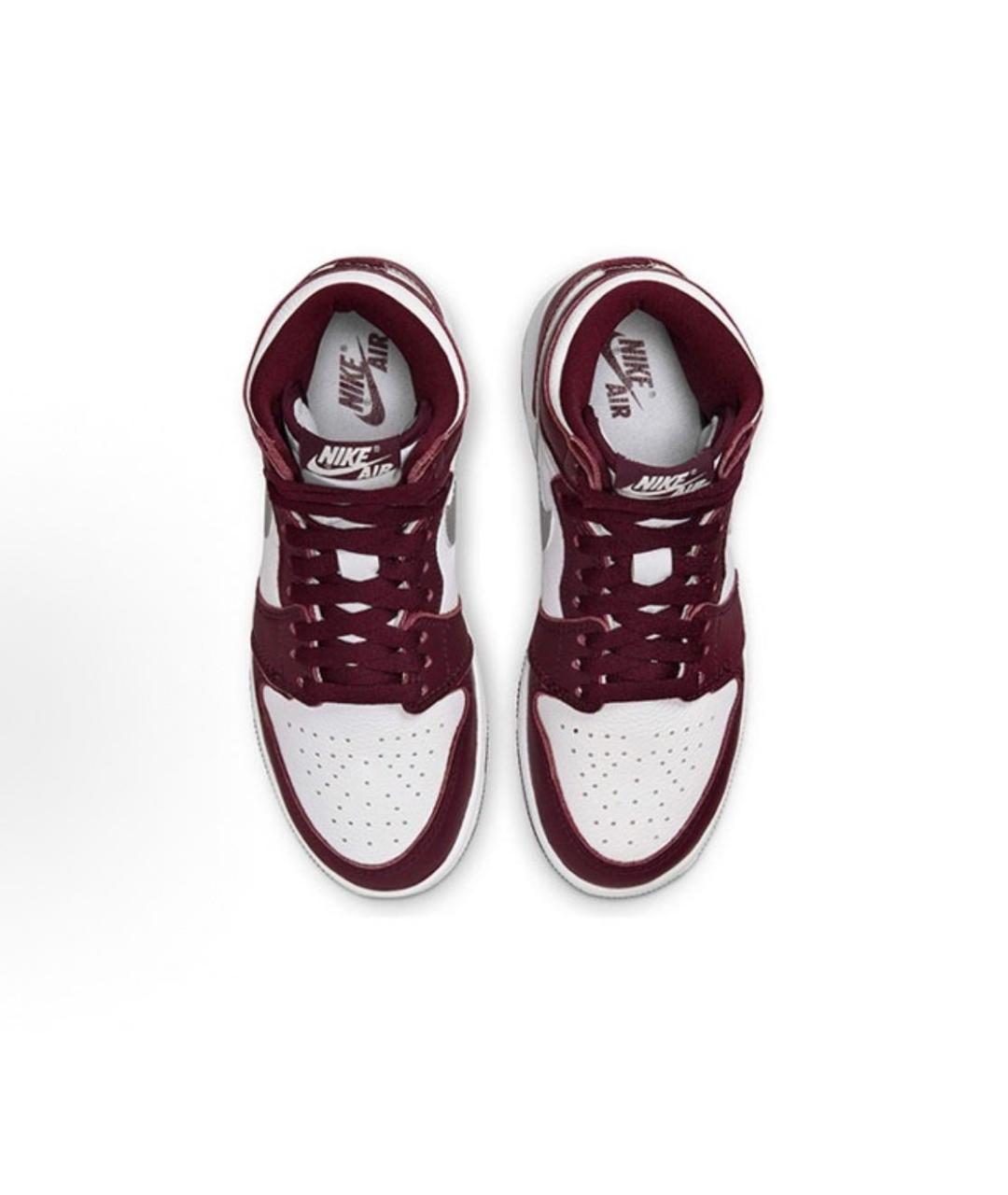 JORDAN Бордовые кожаные высокие кроссовки / кеды, фото 3