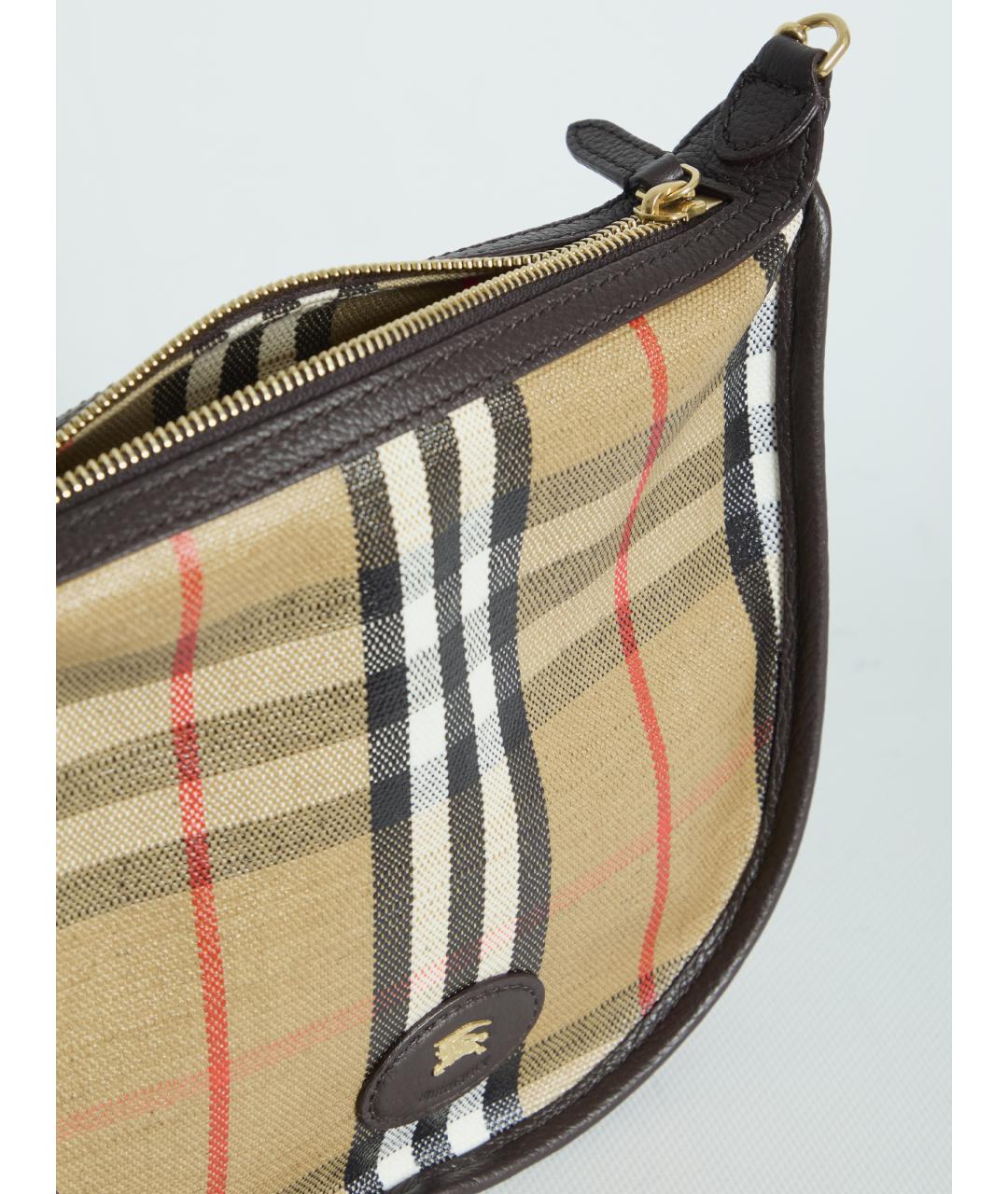 BURBERRY Бежевая хлопковая сумка через плечо, фото 4