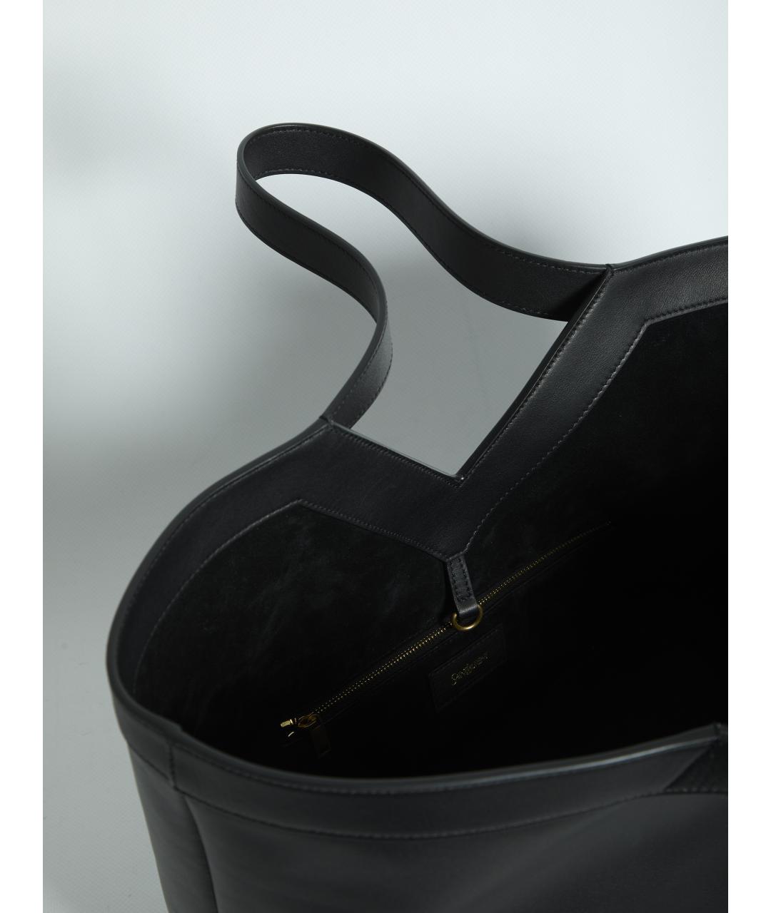 SAINT LAURENT Черная кожаная сумка тоут, фото 4