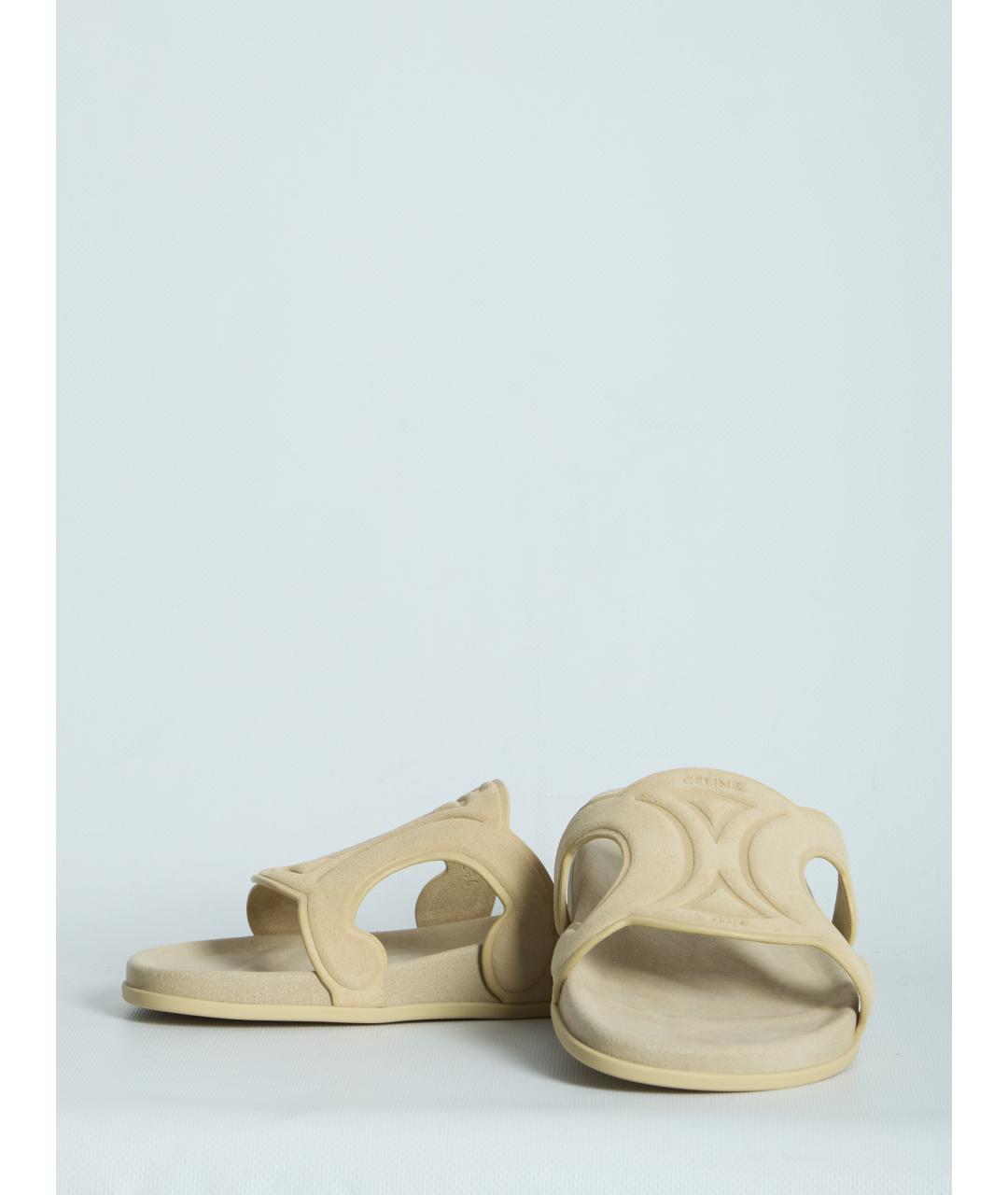 CELINE Бежевые кожаные сандалии, фото 5